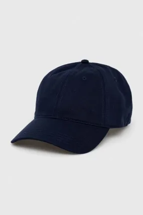 Lacoste cotton baseball cap navy blue color smooth