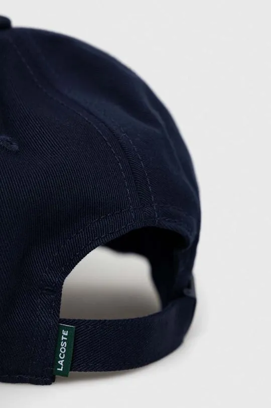 Lacoste cotton baseball cap navy blue color smooth