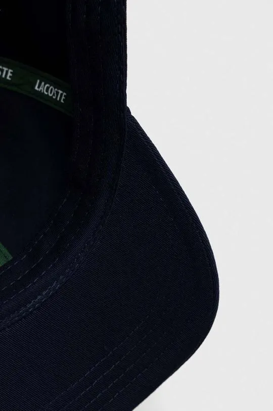 Lacoste cotton baseball cap navy blue color smooth