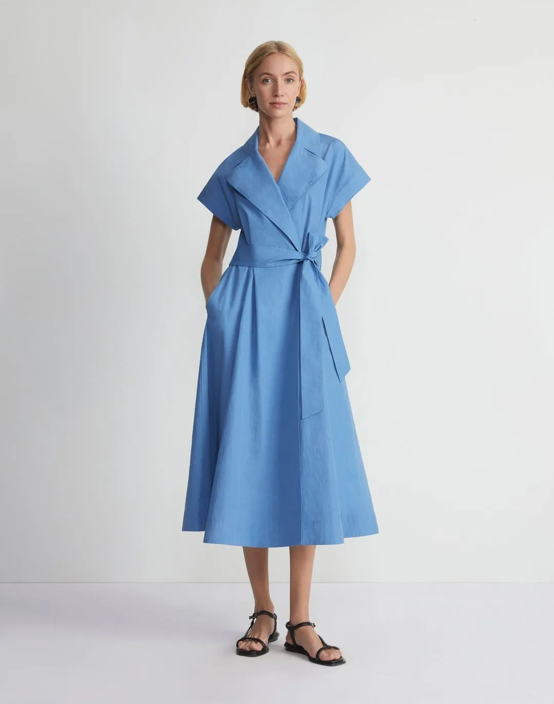 Lafayette 148 Belted Wrap Shirtdress in Delphinium