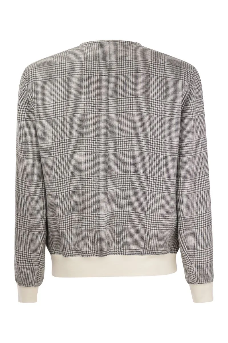 LINEN, WOOL AND SILK CHECKED JACKET