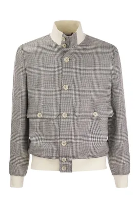 LINEN, WOOL AND SILK CHECKED JACKET