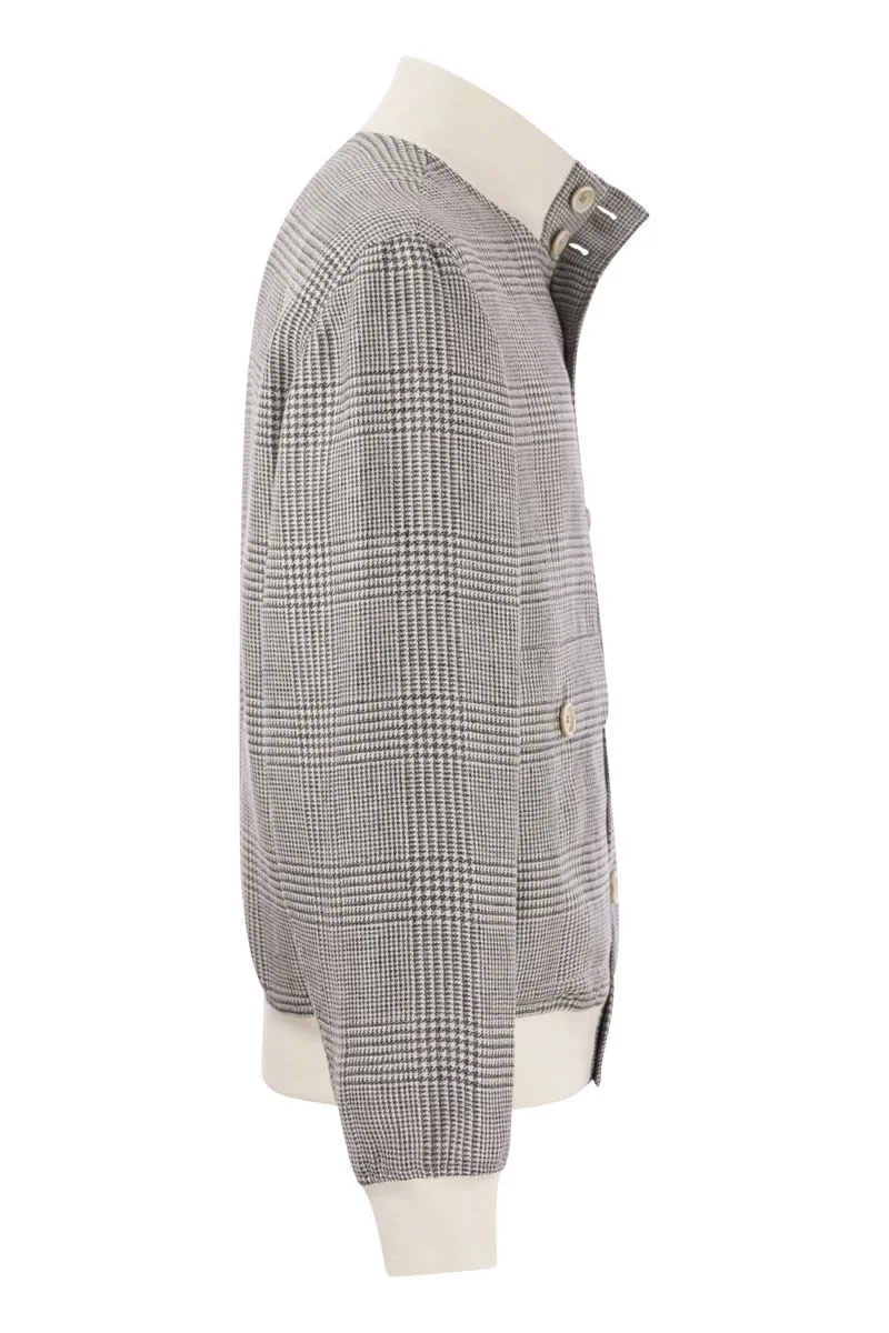 LINEN, WOOL AND SILK CHECKED JACKET