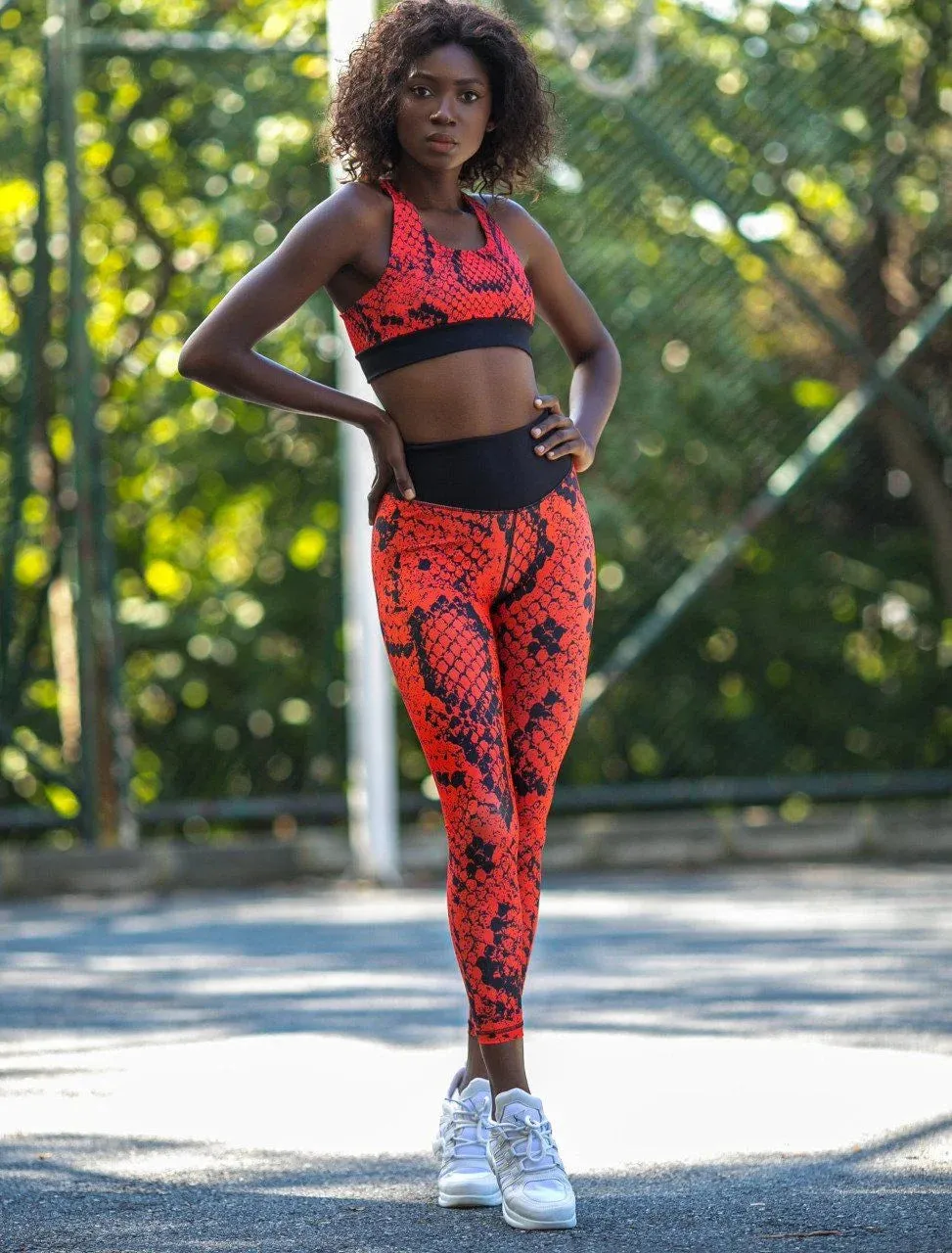 Lismina Patterned Red Sport Bra