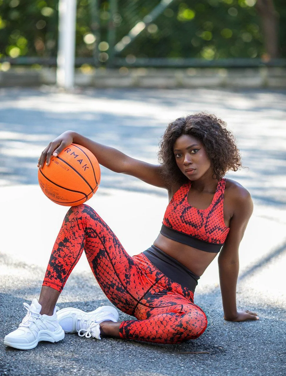 Lismina Patterned Red Sport Bra