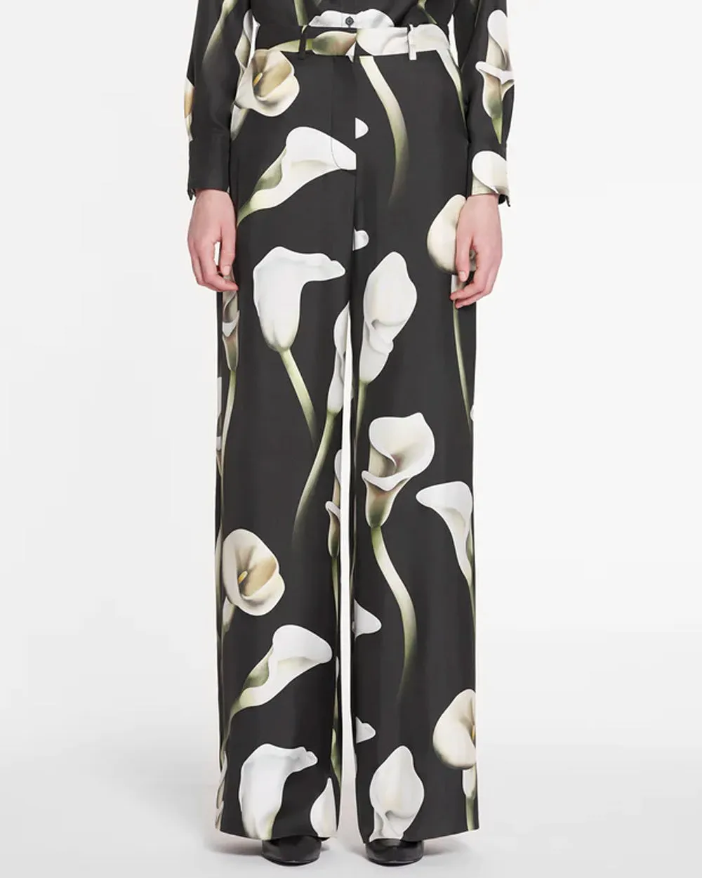 Loden Calla Lily Print Wide Leg Pant