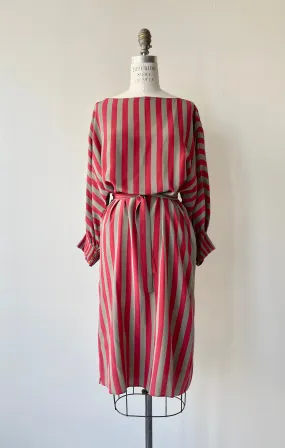 London Stripe Silk Dress | 1970s