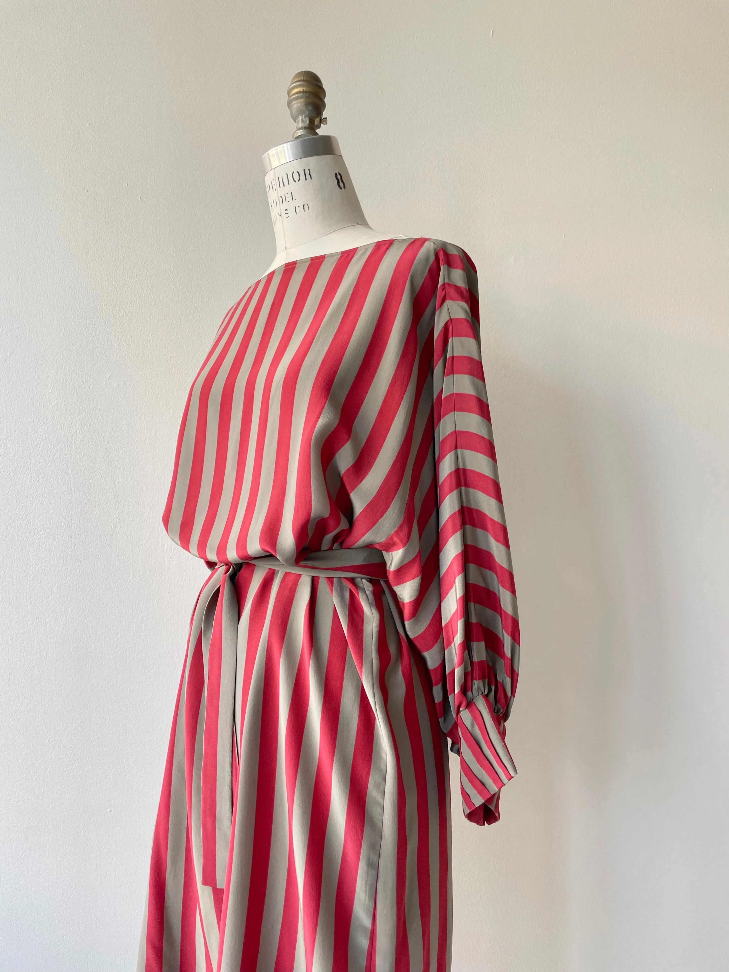 London Stripe Silk Dress | 1970s