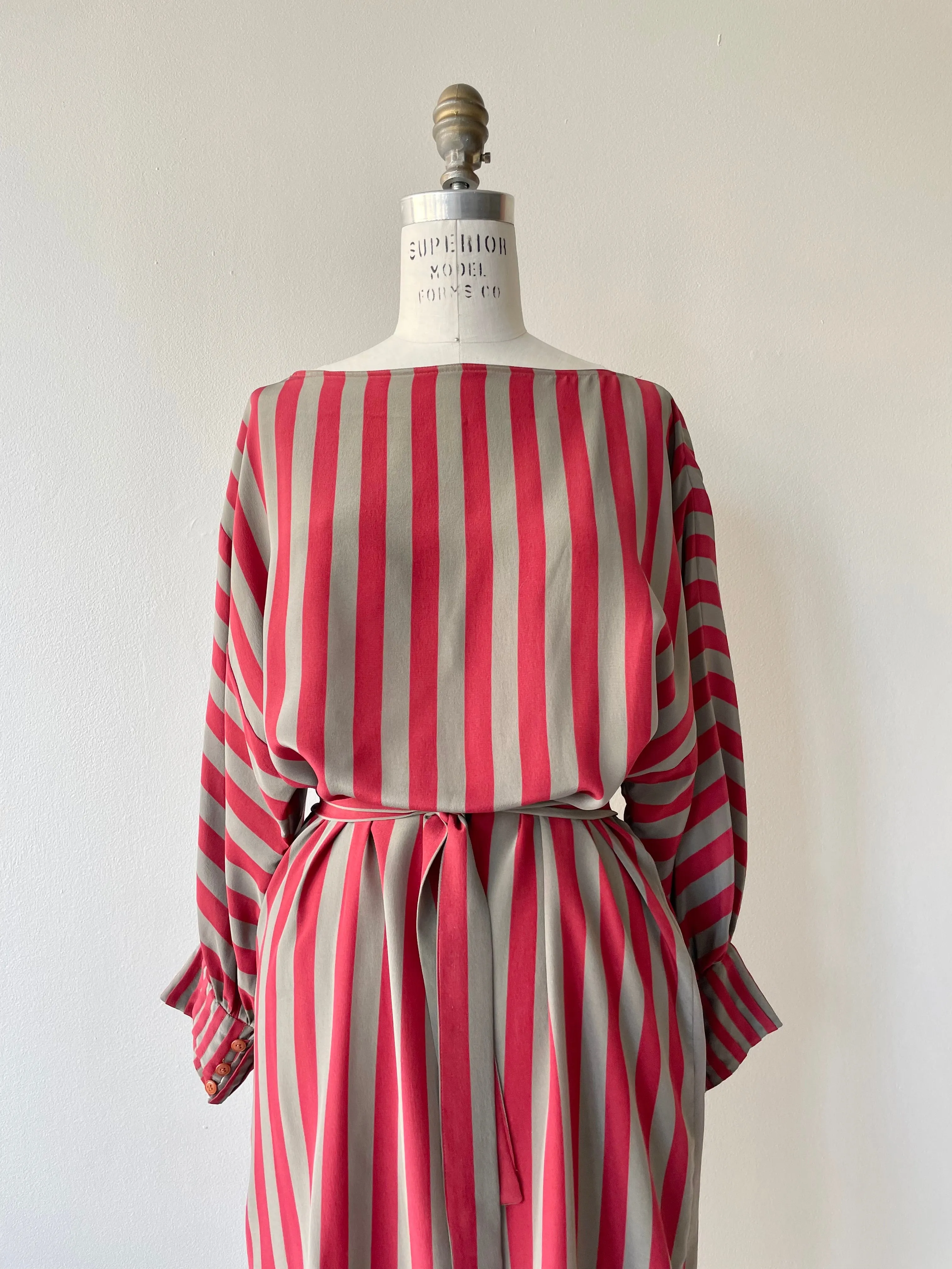 London Stripe Silk Dress | 1970s