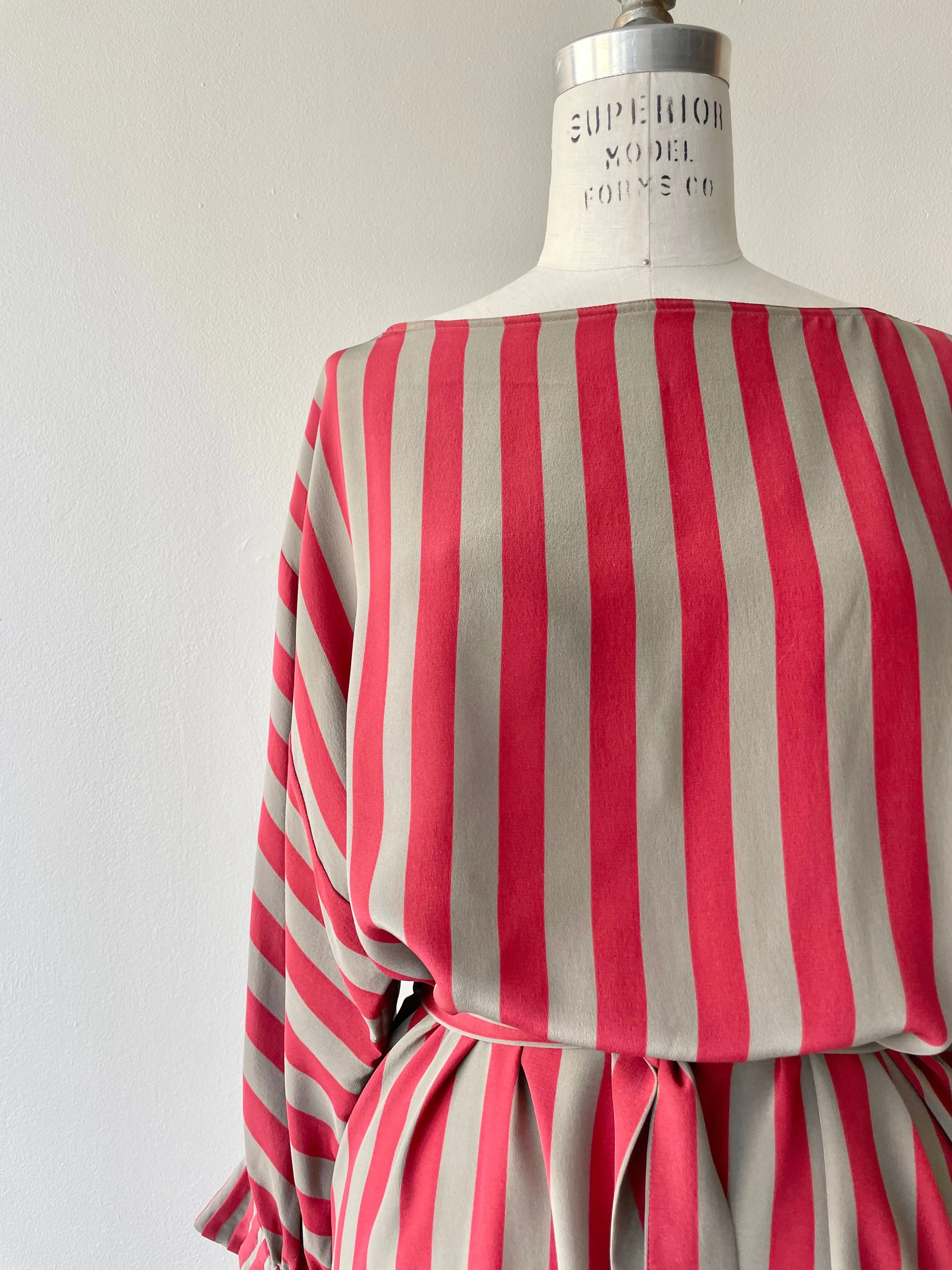 London Stripe Silk Dress | 1970s