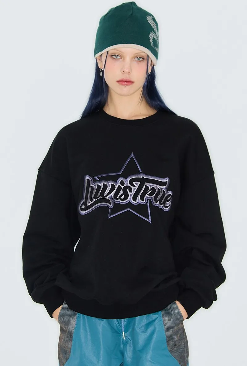 LUV IS TRUE  |Star Sweat Street Style Long Sleeves Logo