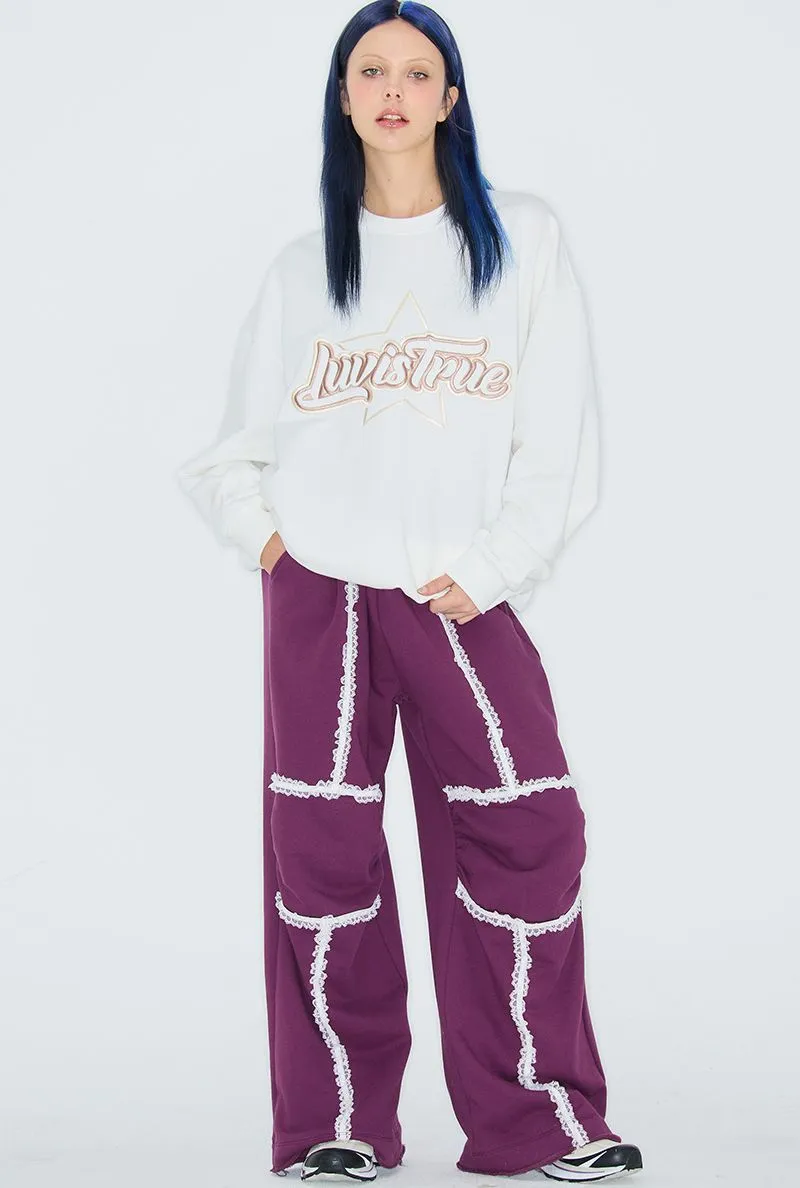 LUV IS TRUE  |Star Sweat Street Style Long Sleeves Logo