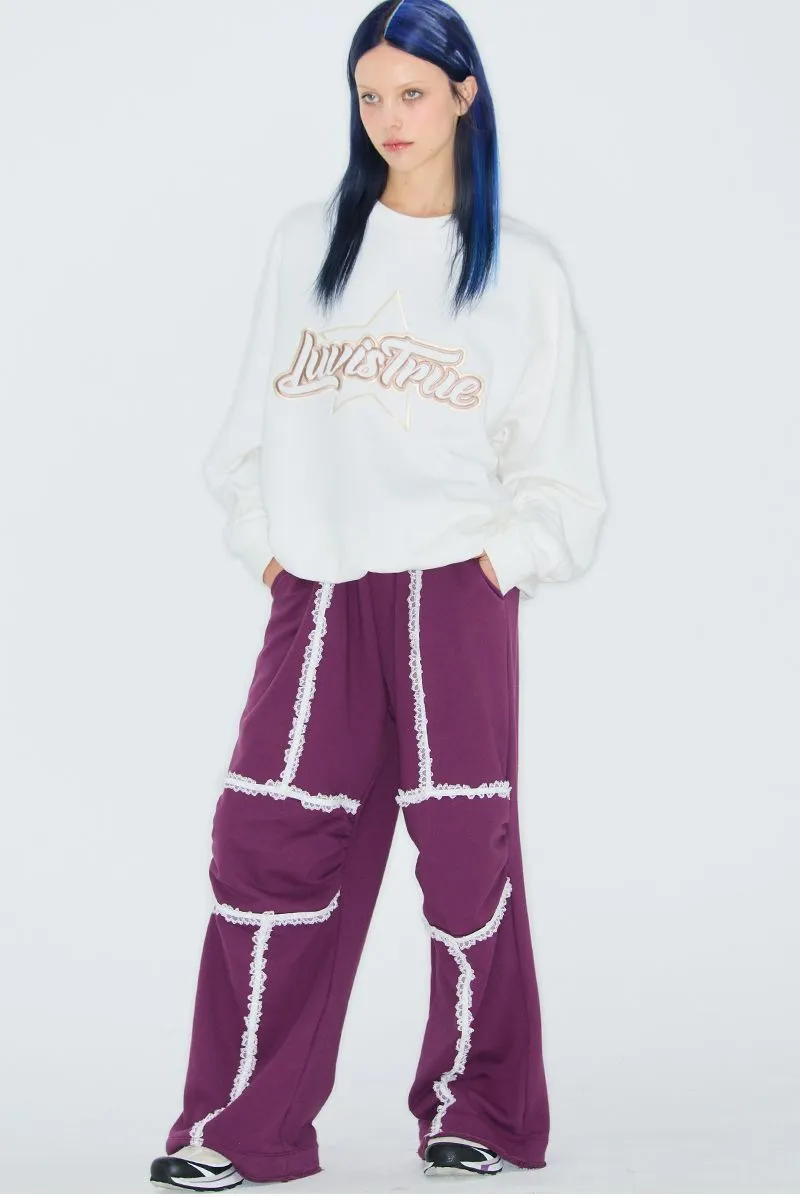 LUV IS TRUE  |Star Sweat Street Style Long Sleeves Logo