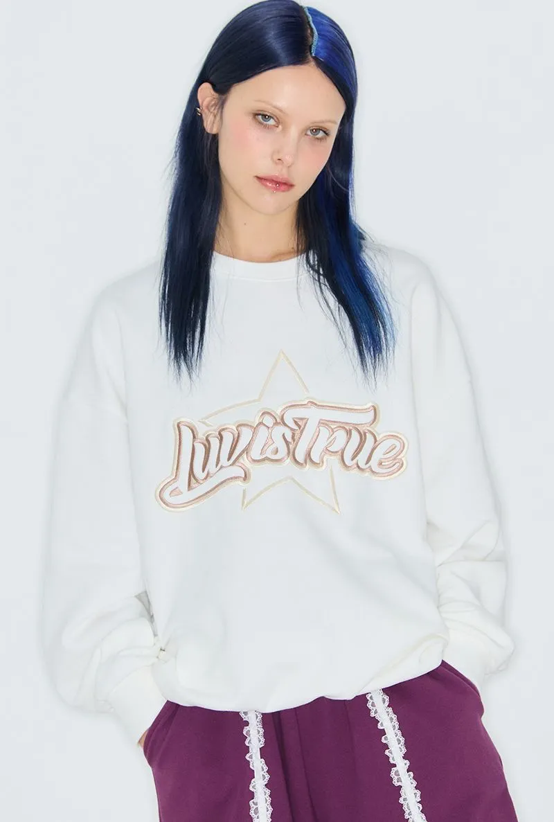 LUV IS TRUE  |Star Sweat Street Style Long Sleeves Logo