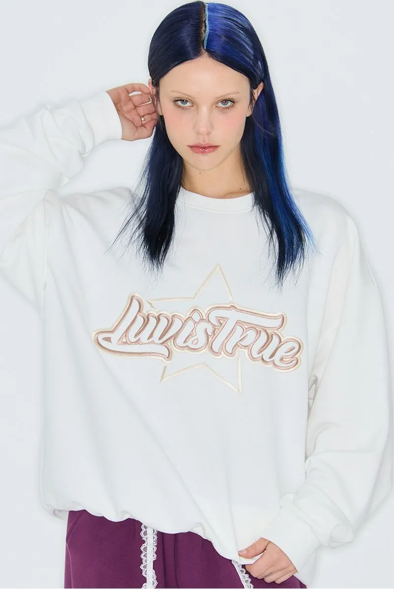 LUV IS TRUE  |Star Sweat Street Style Long Sleeves Logo