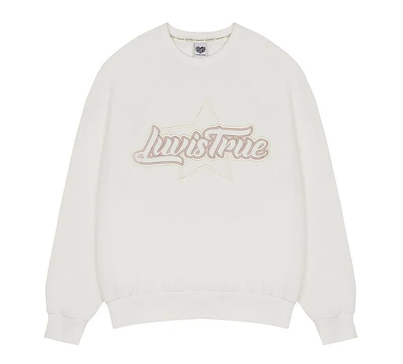 LUV IS TRUE  |Star Sweat Street Style Long Sleeves Logo