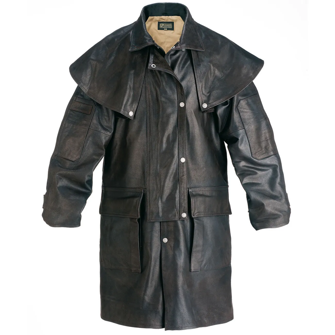 Men's Brown Short Leather Riding Coat