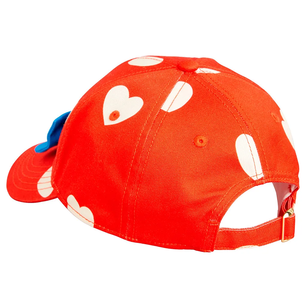 Mini Rodini Child Hearts Bow Cap Red