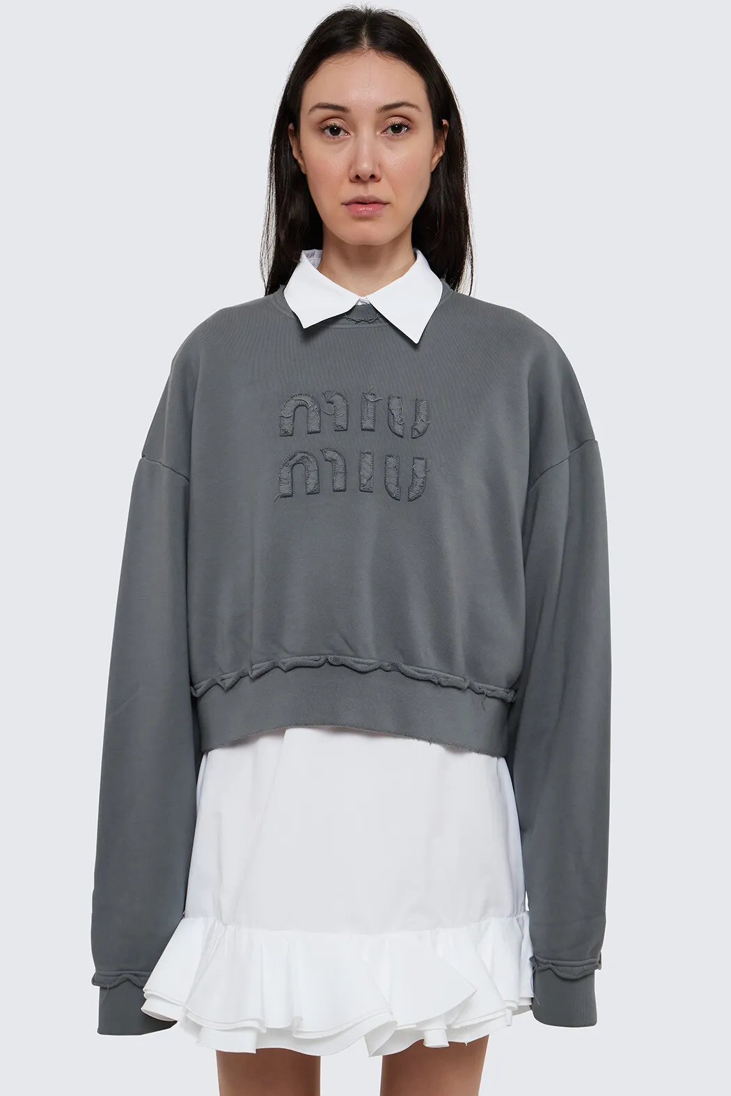 MiuMiu  |Crew Neck Unisex Blended Fabrics Street Style Long Sleeves