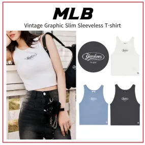 MLB Korea  |Street Style Logos on the Sleeves Logo Cropped Tops