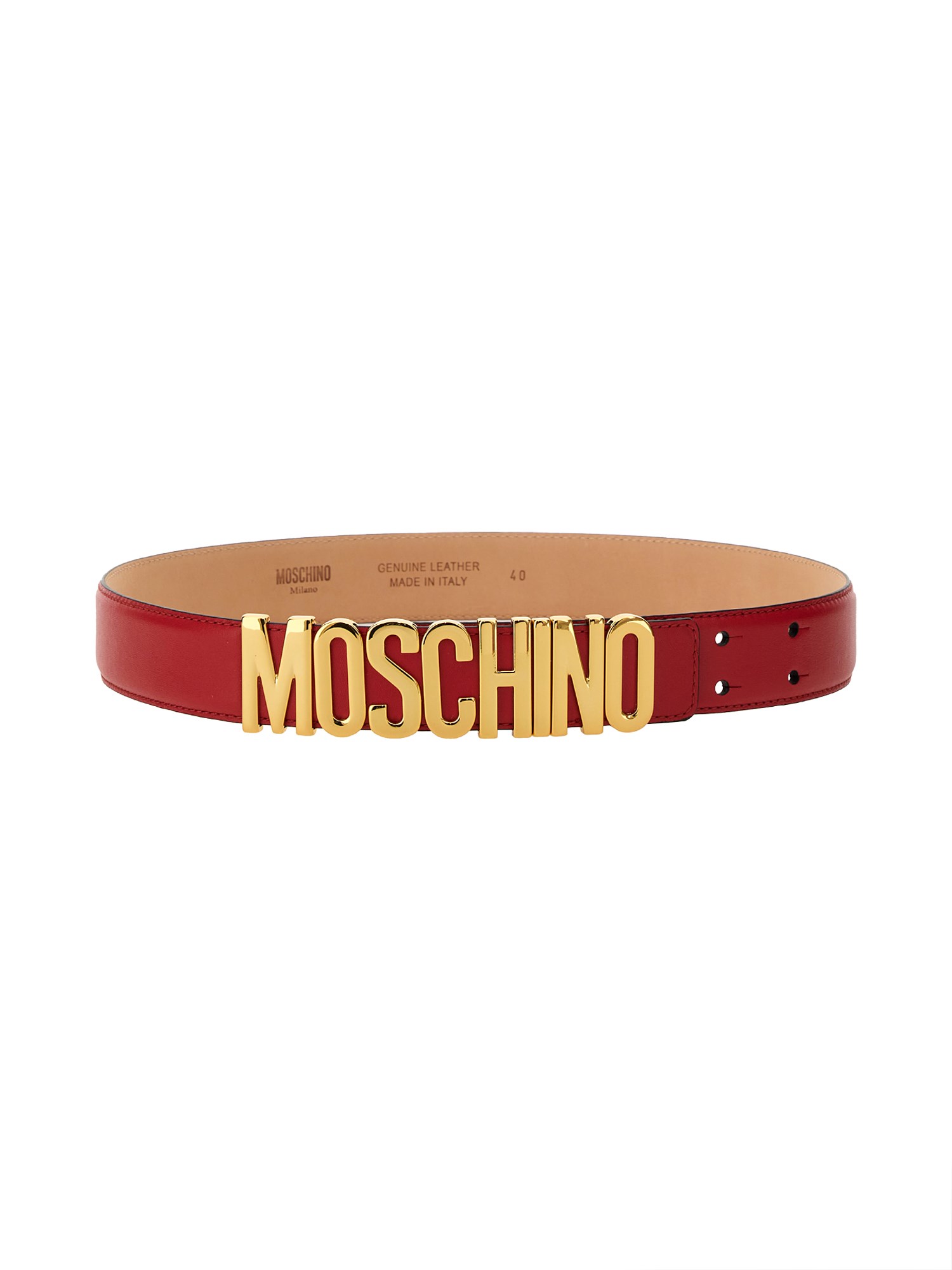 MOSCHINO    LEATHER BELT WITH LETTERING LOGO