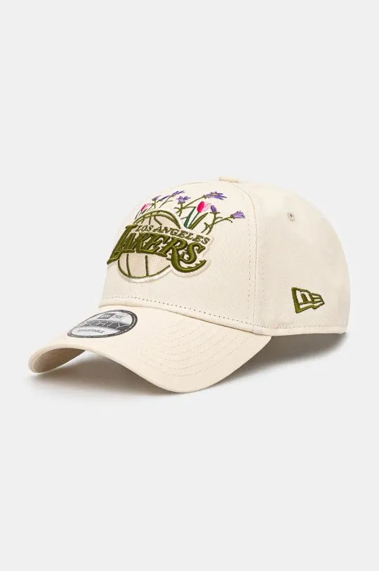 New Era cotton baseball cap FLOWER ICON 9FORTY® LOS ANGELES LAKERS beige color 60565520