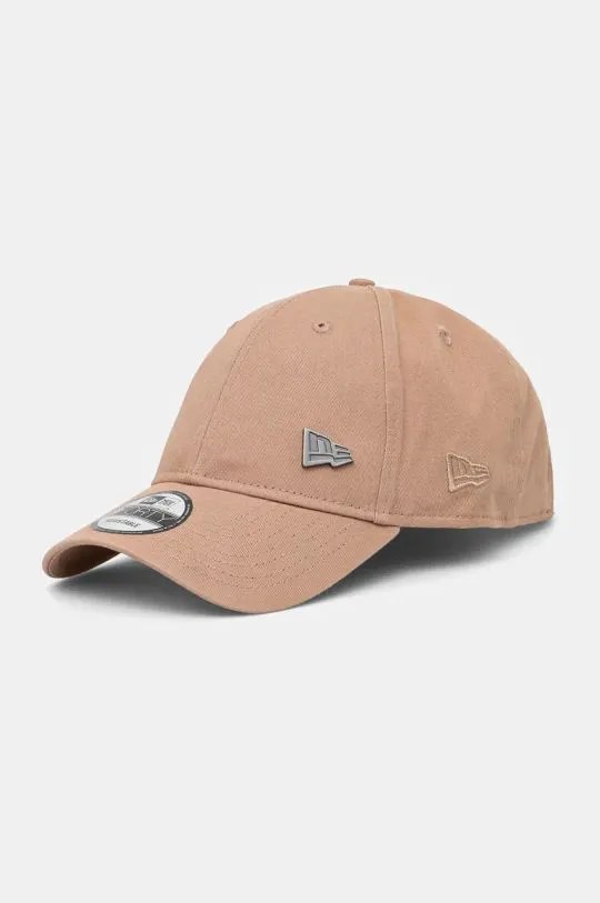 New Era cotton baseball cap PIN 9FORTY® brown color with an application 60565470