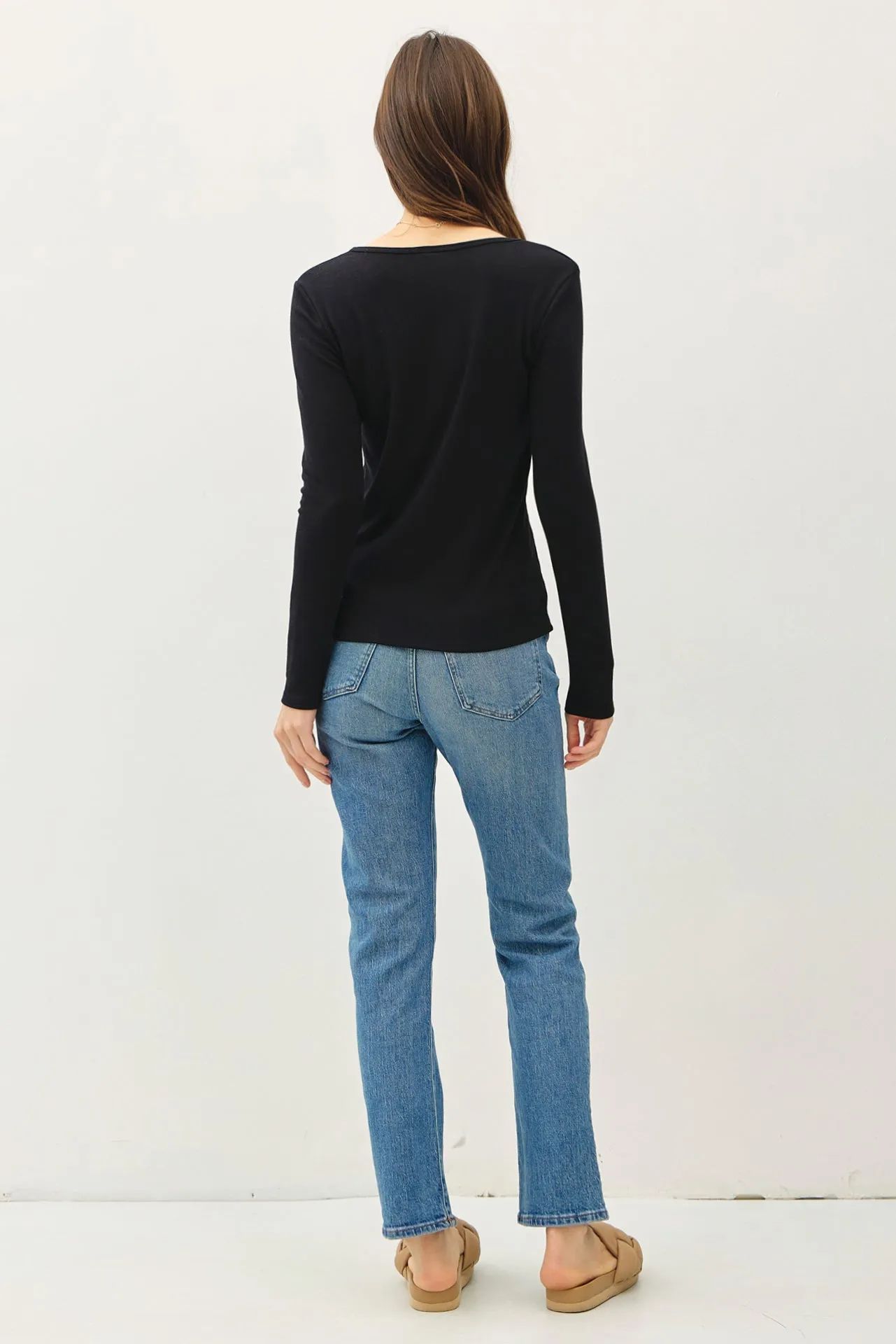 Notched Ultra Soft Basic Long Sleeves - 5 Colors!