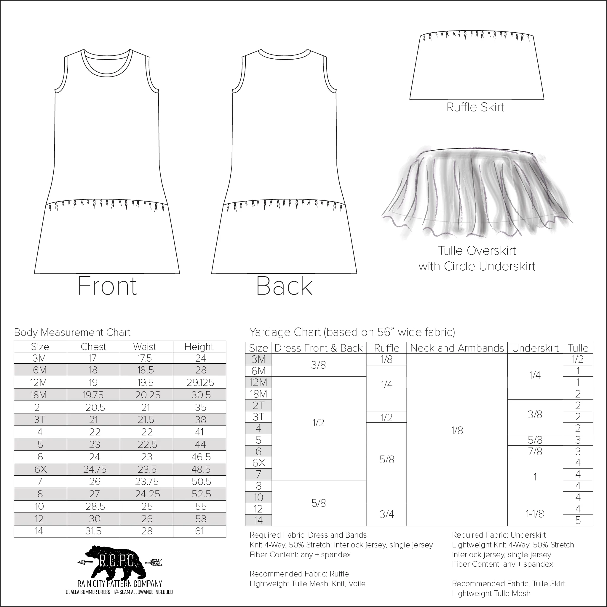 Olalla Drop Waist Summer Dress | Baby to Big Kid Sizes 3M - 14 | Beginner Level Sewing Pattern