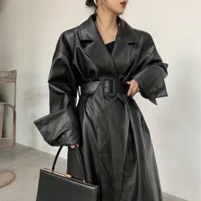 Oversized Trench Coat For Women, Black