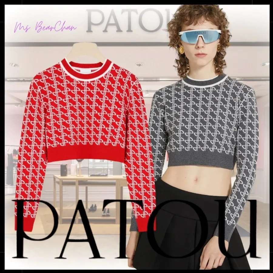 PATOU  |Crew Neck Casual Style Wool Long Sleeves Party Style