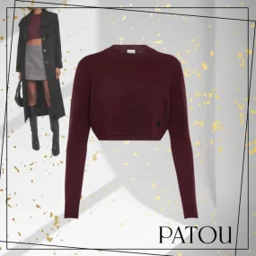 PATOU  |Crew Neck Casual Style Wool Street Style Long Sleeves Plain