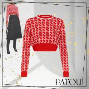 PATOU  |Crew Neck Casual Style Wool Street Style Long Sleeves