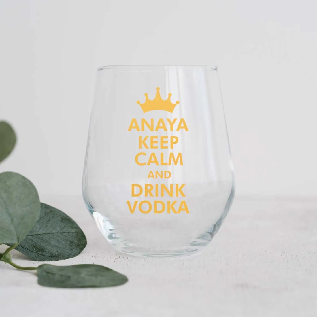 Personalized Modern Drinking Glasses Custom Stemless Vodka Glass With Name - Keep Calm