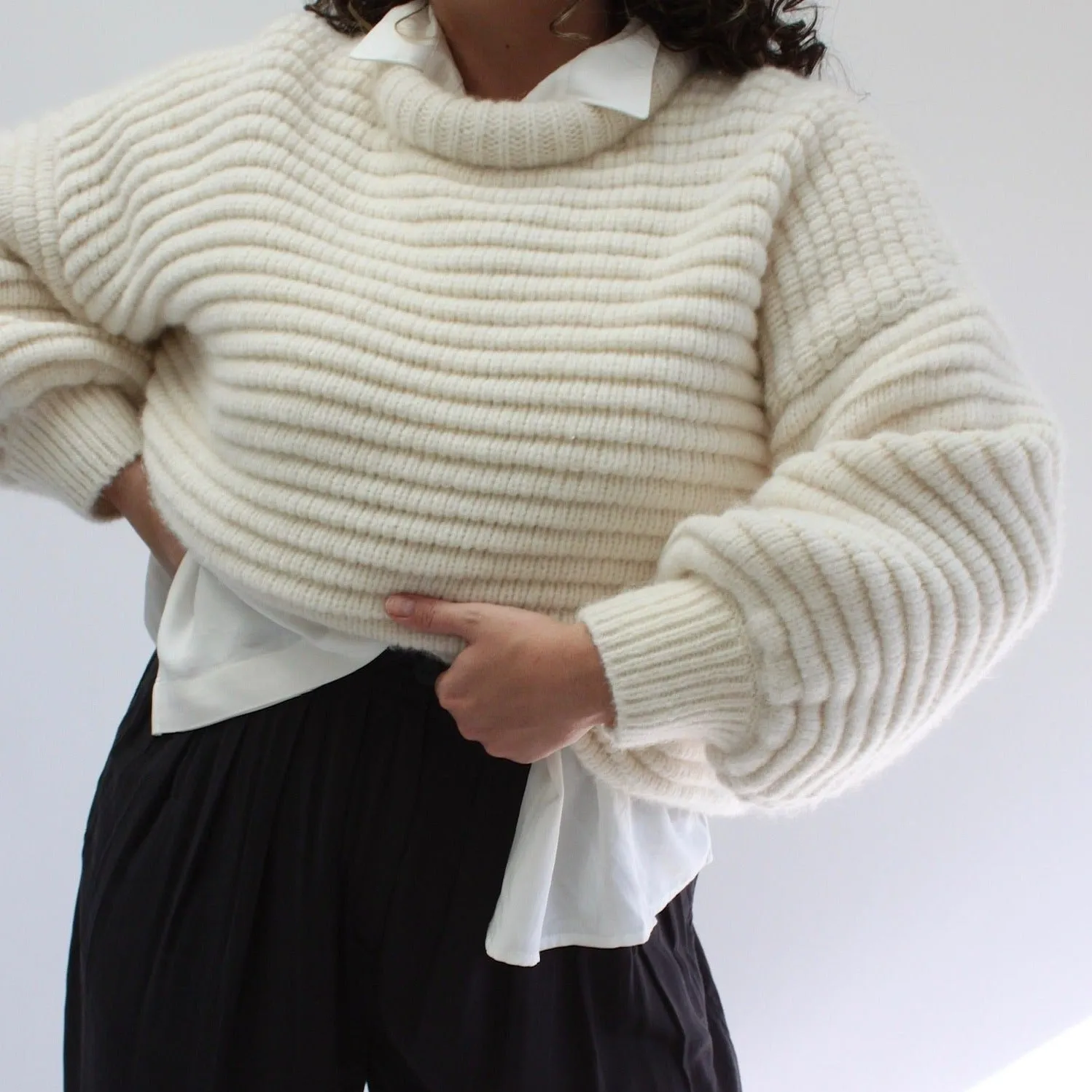 Romy Knitted Alpaca Balloon Sleeve Sweater