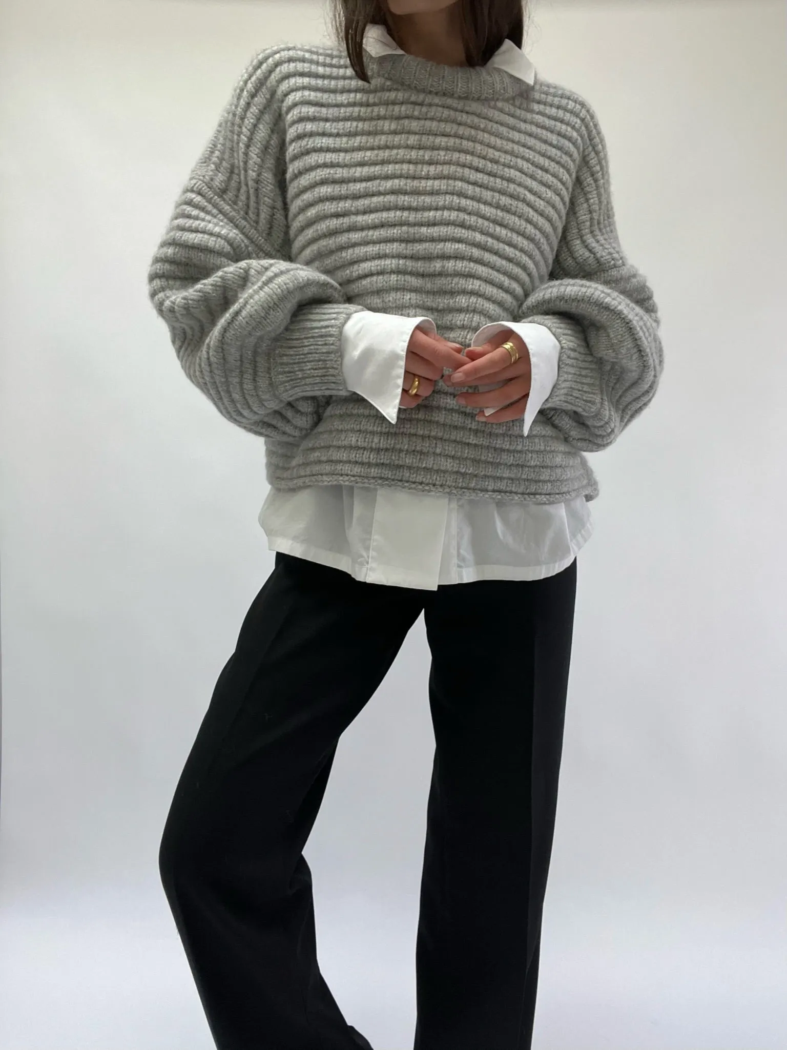 Romy Knitted Alpaca Balloon Sleeve Sweater