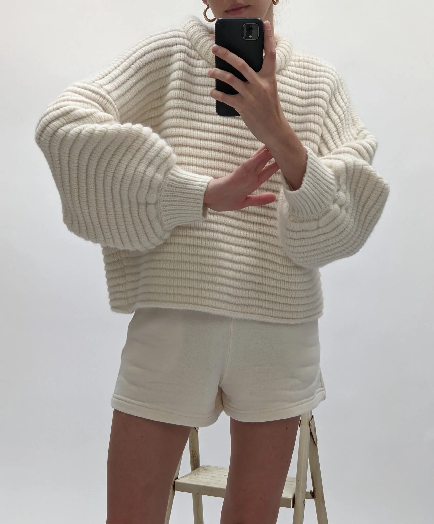 Romy Knitted Alpaca Balloon Sleeve Sweater