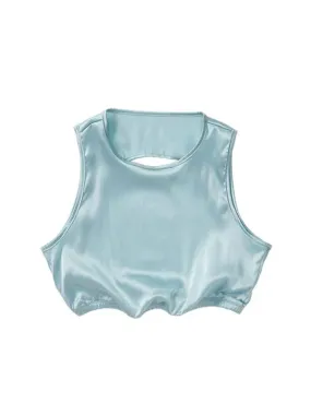 Satin Sport Bra - Steel