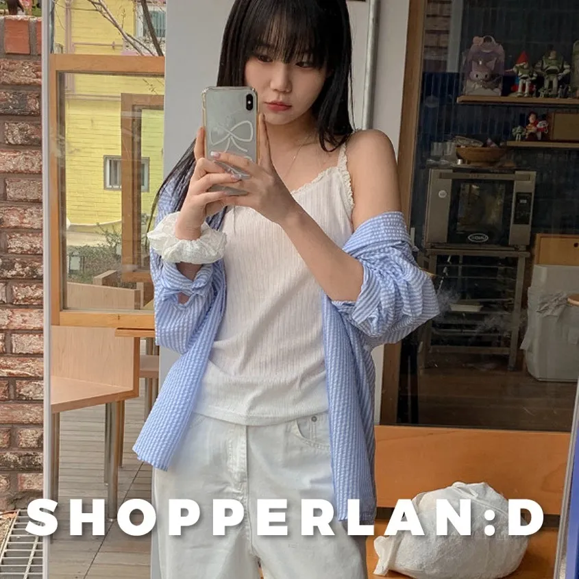 SHOPPERLAND  |Casual Style Rib Street Style Bi-color Plain Cotton Lace