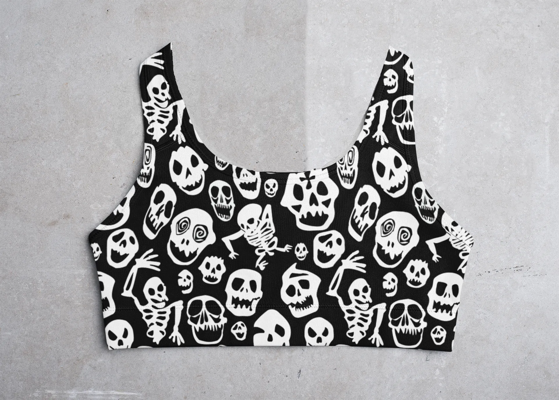 Skellington skull print sport bra