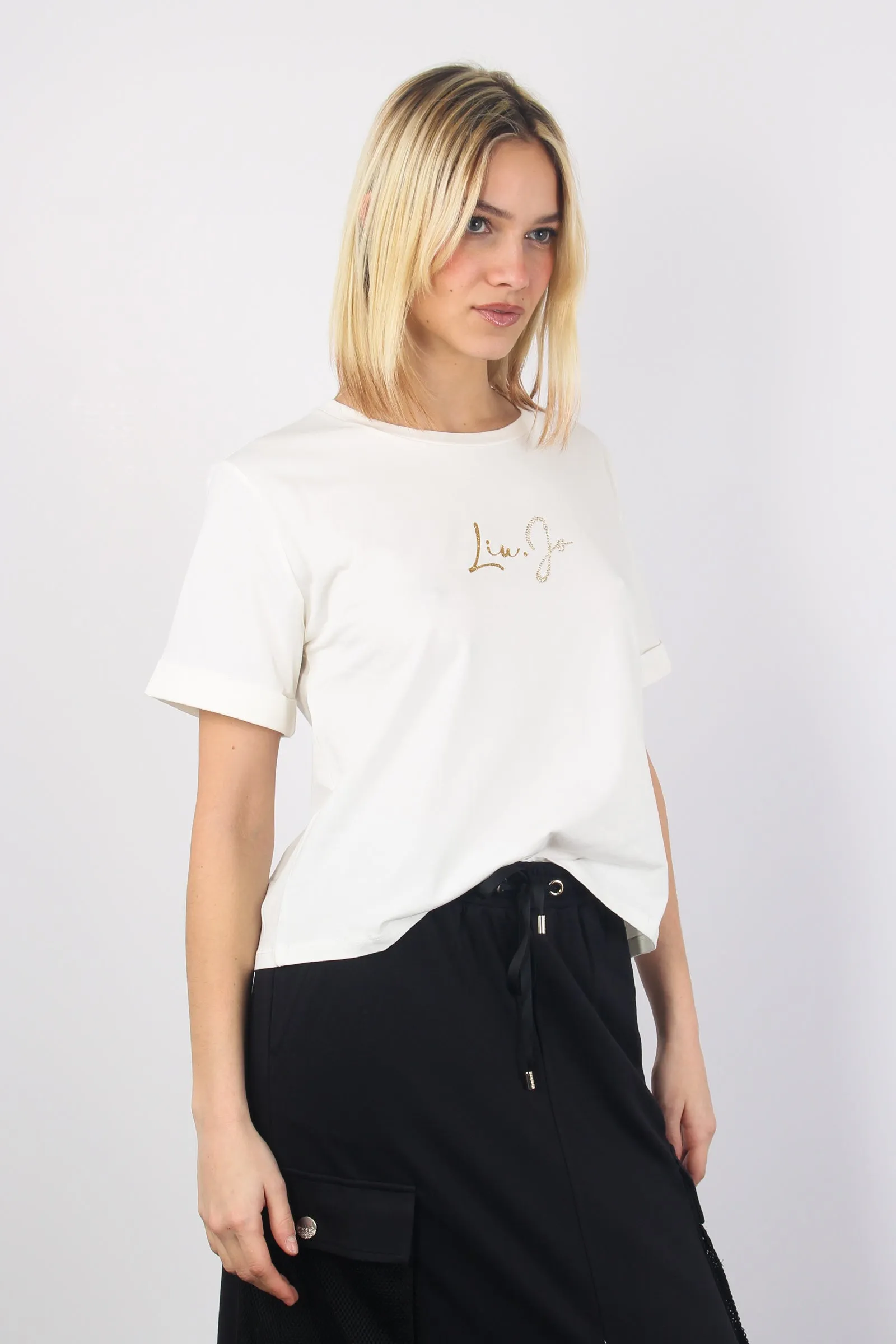 T-shirt Scatoletta Logo Corsiv Ivory/liujo