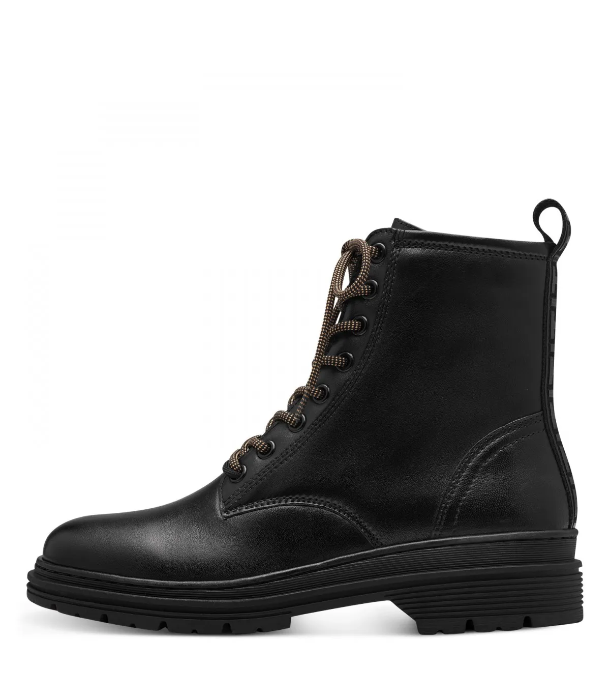 Tamaris Army Boot in Black Leather 25230