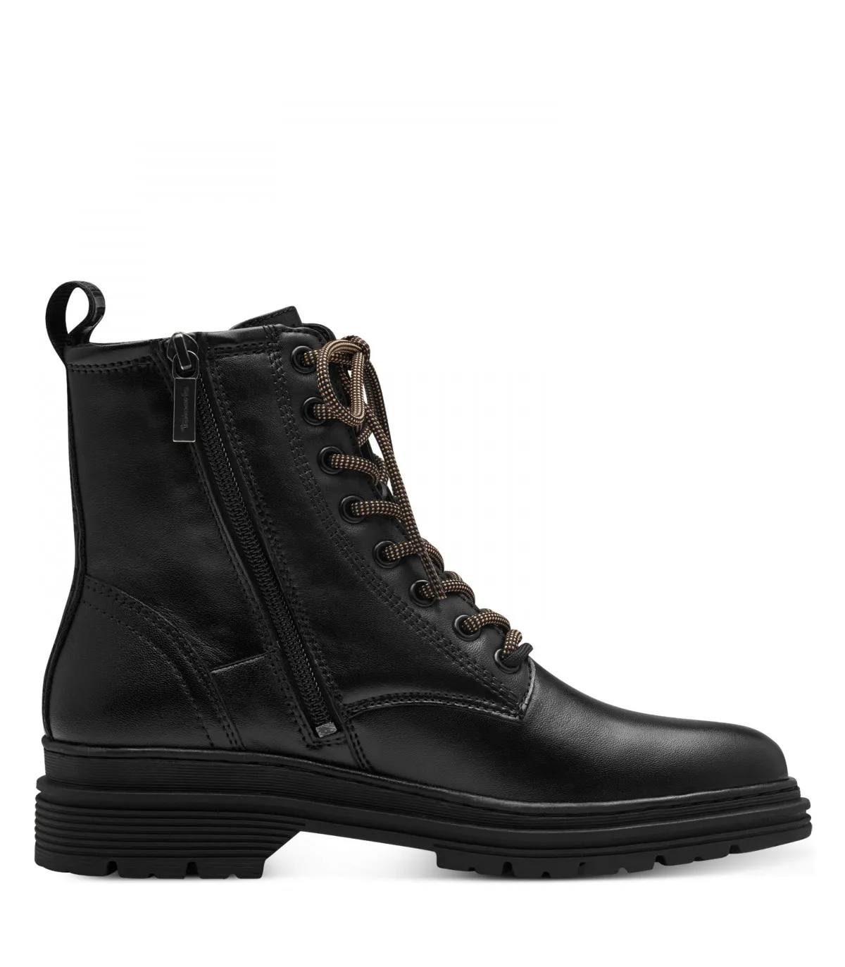 Tamaris Army Boot in Black Leather 25230