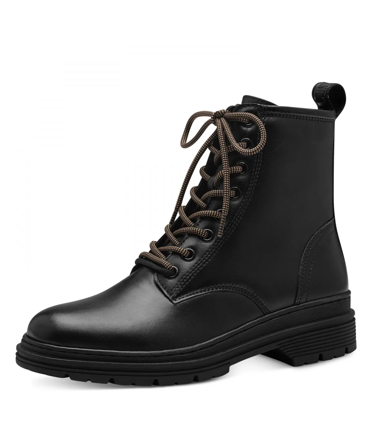 Tamaris Army Boot in Black Leather 25230