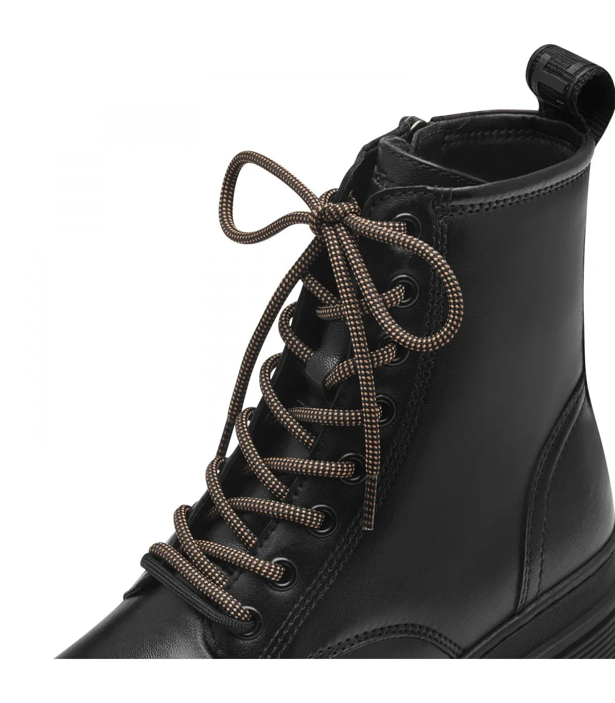 Tamaris Army Boot in Black Leather 25230