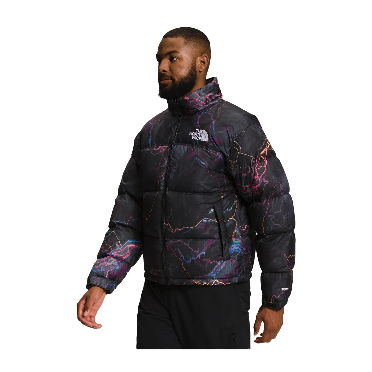 The North Face Mens 1996 Retro Nuptse Jacket NF0A3C8D-IRI Black Trail Glow Print