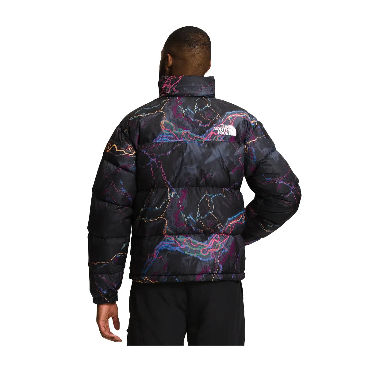 The North Face Mens 1996 Retro Nuptse Jacket NF0A3C8D-IRI Black Trail Glow Print