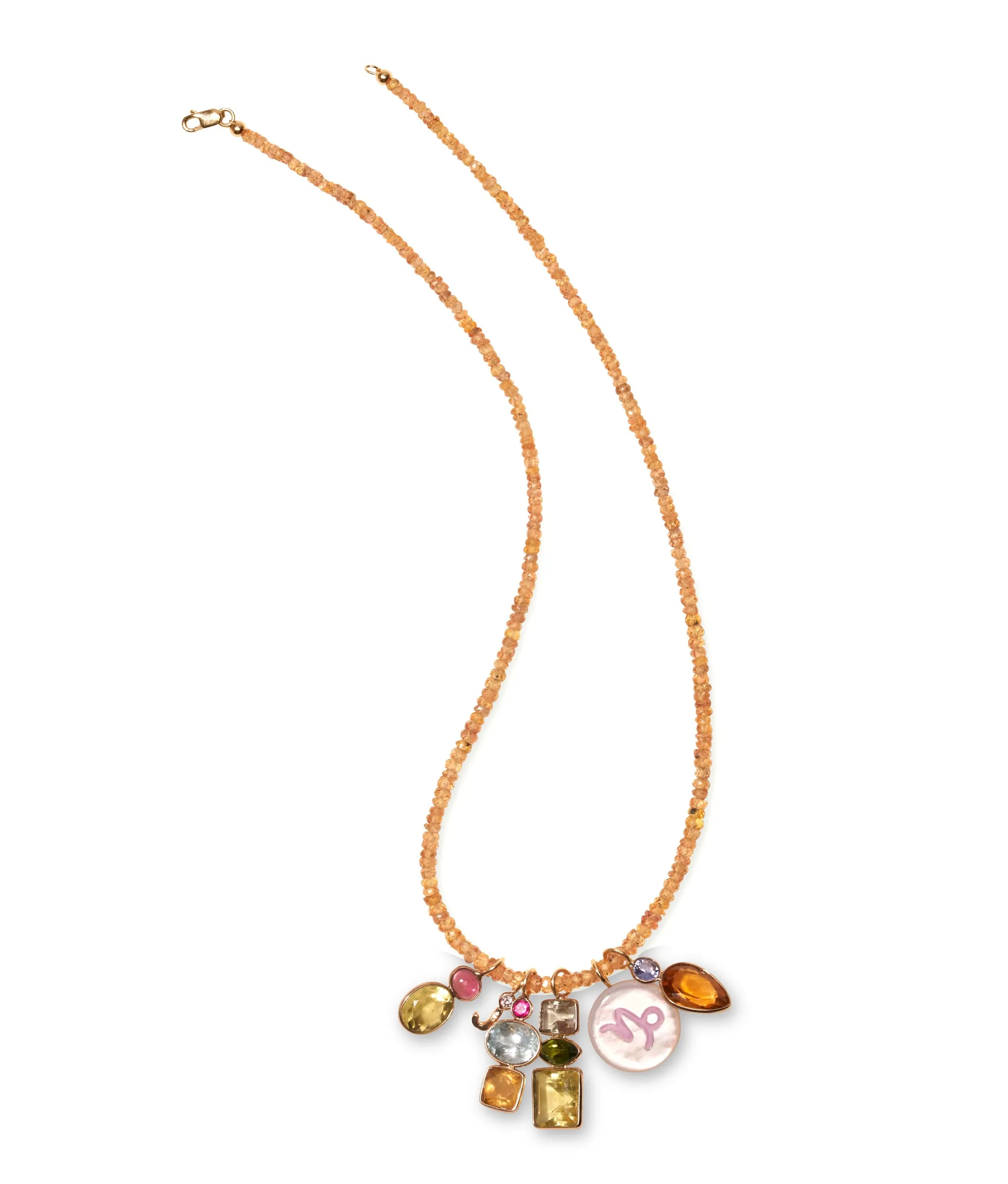 Tiny Beaded 14k Gold Necklace in Yellow Sapphire