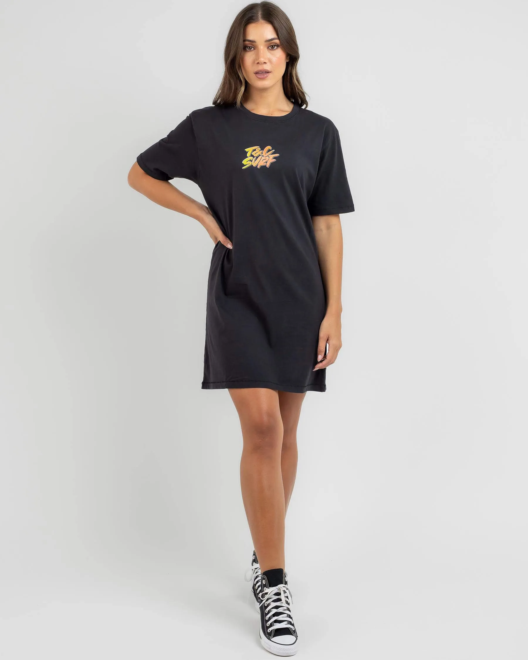 TOWN AND COUNTRY BORDER CHECK TEE DRESS