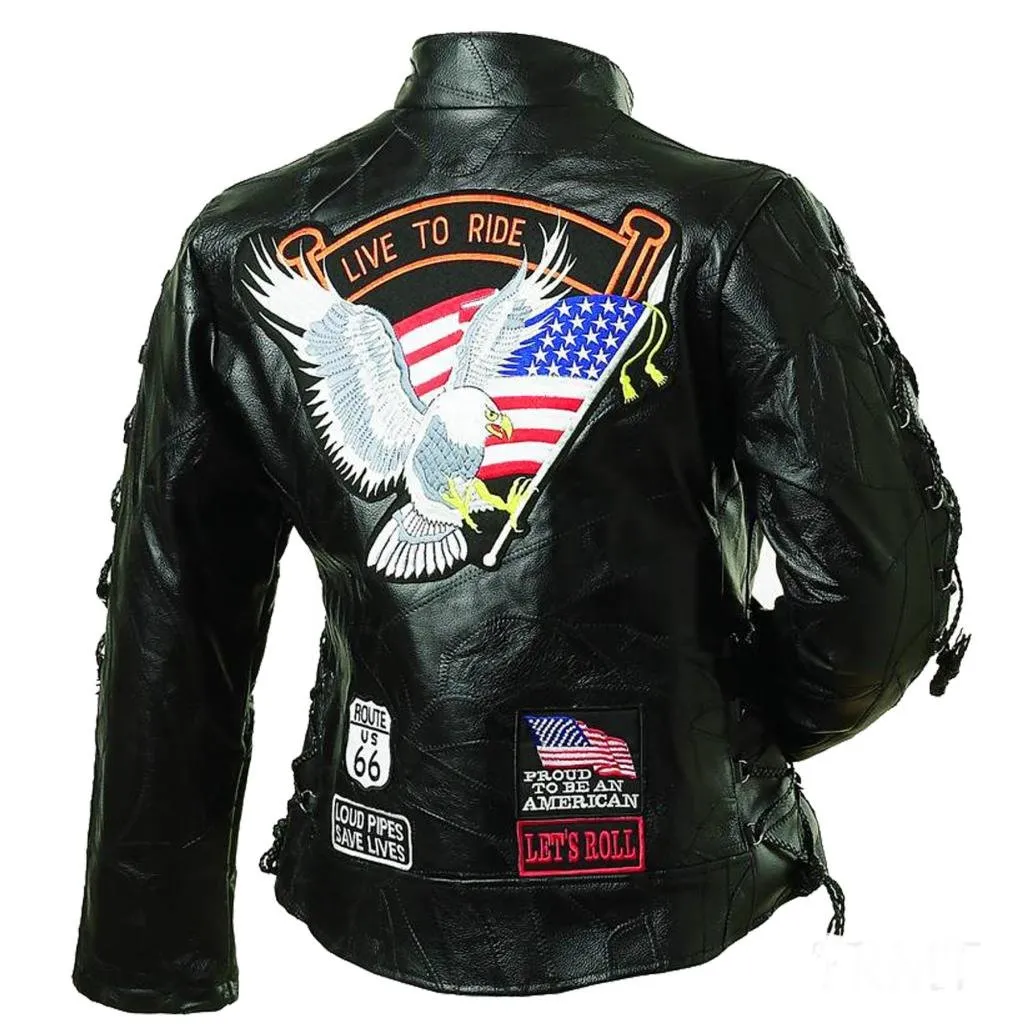 USA Diamond Plate Genuine Biker Leather Jacket - Famous Jackets